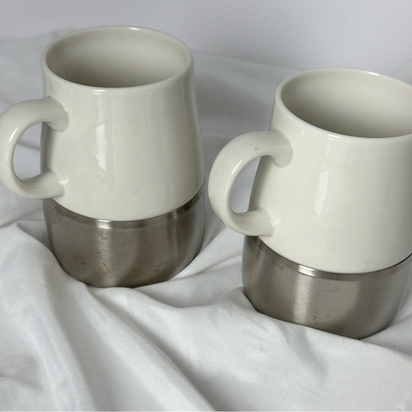 Starbucks Weighted Travel Mug Set of 2 Stainless Bottom Ceramic Top Lid - Picture 6 of 8